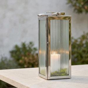 Lanterne décorative en métal inoxydable en gros avec verre flûte pour la décoration de la maison et du patio - Product Image 2