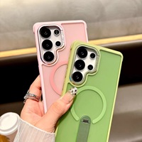 Funda Magnética de Lujo con Anillo y Soporte para S24 Ultra/Plus/S25 Ultra, TPU+PC+Metal, Antigolpes, Antihuellas, con Cojín de Aire, Inalámbrica