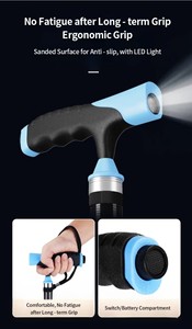 Canne de marche d'extérieur avancée avec lumière LED, bâtons de marche à base quadruple pour seniors et adultes, soutien de la stabilité et de l'équilibre - Product Image 2