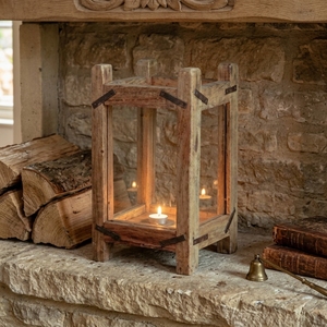 Handmade Wooden <b>Candle</b> Lantern <b>Square</b> Vintage Style Home Decoration Votive <b>Candle</b> Holder Rustic Farmhouse Decor - Product Image 5