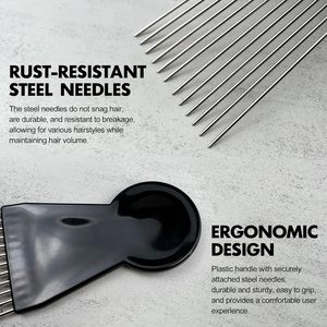 Peigne Afro en Métal de Haute Qualité avec Logo Personnalisé, Peigne à Dents Larges pour Coiffure, Peigne de Barbier pour Hommes Noirs - Product Image 3