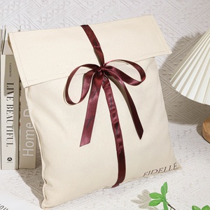 Sinh Thái Frirendly Hữu Cơ Tự Nhiên Bông May Mặc Quà Tặng Đóng Gói Phong Bì Túi Tùy Chỉnh Thiết Kế Bông Vải Bụi <span class=keywords><strong>Pouch</strong></span> Với Bow - Product Image 2
