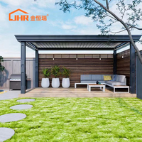 Pergola bioclimatique moderne en aluminium à lames orientables, imperméable, avec éclairage LED pour villa, jardin, terrasse
