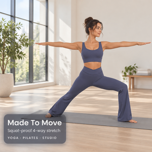Set Yoga 2 Pezzi per Donna: Reggiseno Sportivo con Scollo <span class=keywords><strong>a</strong></span> U e Leggings <span class=keywords><strong>a</strong></span> Zampa, Completo da Allenamento con Imbottitura Rimovibile, Schiena Aperta e Fascia in Vita Incrociata - Product Image 2