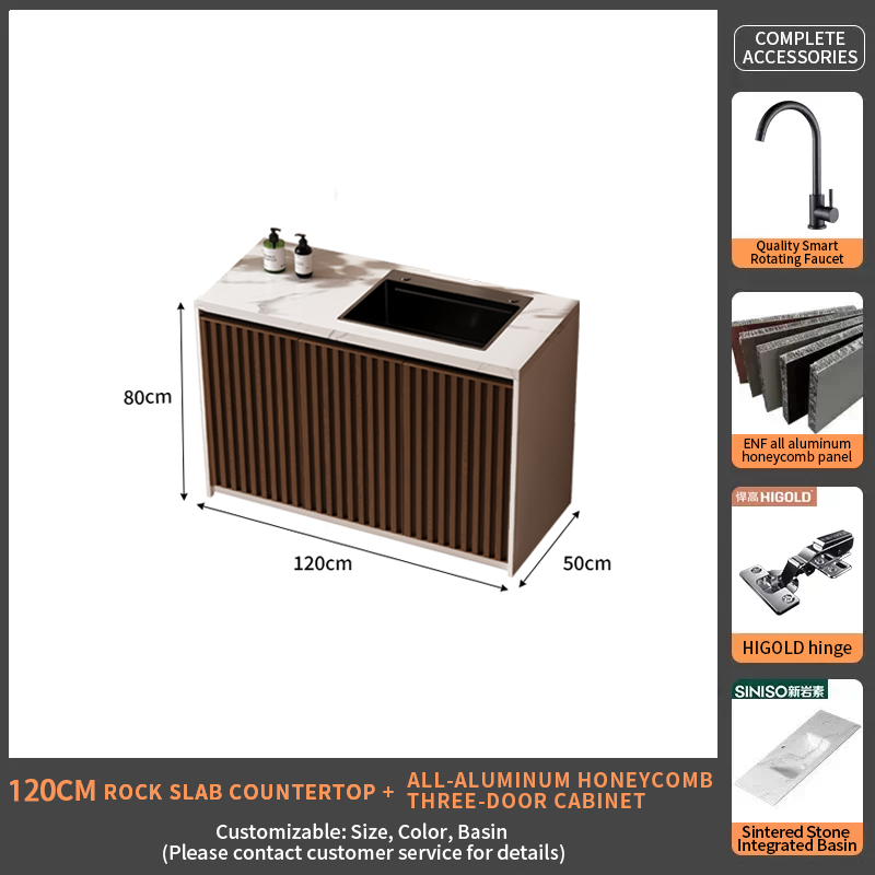 120Rock Slab Countertop + Triple Door Cabinet