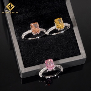 Joyería de Moda al por Mayor, Anillo de Compromiso de Plata de Ley 925 con Circonita Cúbica de Corte Radiante Colorida, Anillo con Incrustaciones de Circonita para Mujer y Hombre - Product Image 4