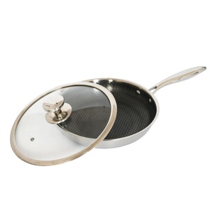 32cm Double-sided Dishwasher Safe 316 Tri-ply <strong>Stainless</strong> Steel Non-Stick <strong>Frying</strong> <strong>Pan</strong> With Glass Cover For Gas &amp; Induction Cookers - Product Image 2