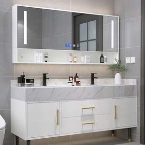 Meubles SANTOPOVA, armoires flottantes, chêne traditionnel, moderne, 60 pouces, grande vasque de salle de bain contemporaine en pierre - Product Image 6