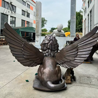 Projet de décoration de place publique monumentale, conception personnalisée, sculpture de bête mythique en laiton antique de grande taille pour l'extérieur