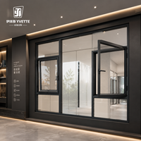 Ventana Abatible de Aluminio con Rotura de Puente Térmico, Hermética, de Doble Vidrio Aislante, Diseño Moderno para Sala de Estar, Marca YVETTE