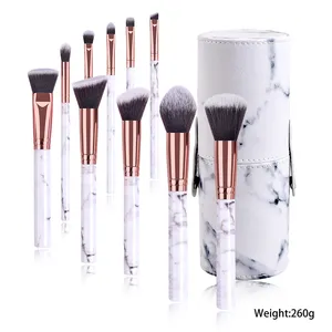 BUEYA 10 marble makeup brushes 5 large and 5 small marble Marble 10Pieces Makeup Brush Set Tool Natural Pony Goat Hair