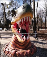 Tête de dinosaure en fibre de verre pour la prise de photos, creuse, préférée des enfants, dinosaure personnalisé pour la décoration des parcs