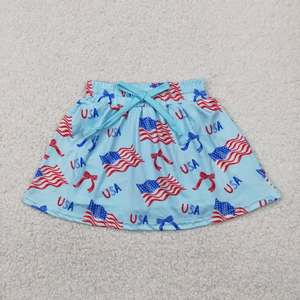 4th of July Kids Boutique Clothing Girls Patriotic Flag Printed <b>Elastic</b> Waist Girls Short <b>Skirt</b> - Product Image 4