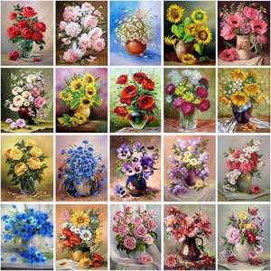 Peinture Diamant Chenistory Vintage, Bouquet de Pivoines, Broderie Complète, Nature Morte Florale pour Décoration de Salon et Maison - Product Image 2