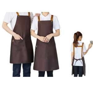 Tablier en toile personnalisable avec grandes poches, sangle dorsale réglable, pour chef, cuisine, jardinage, pâtisserie, peinture, travail, unisexe pour hommes - Product Image 1