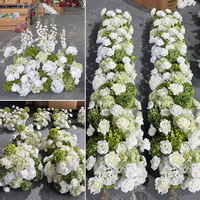 Arche florale à double pilier blanc et vert pour décoration de scène de mariage coréen