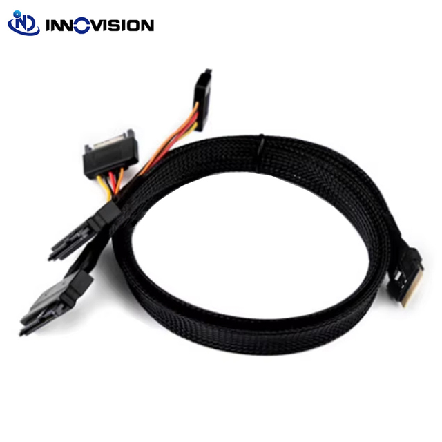 High Quality SlimSAS SFF-8654 8i to 2*SFF-8639 U.2 NVME SSD Digital Cables X8 8654 to 2xU.2 Direct Cable 0.5M 0.8M 1M