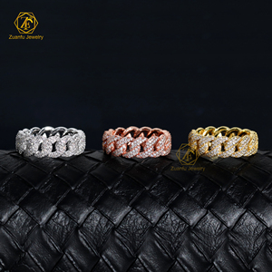 2026 도매 맞춤형 고급 보석 남성용 풀 모이사나이트 7mm 큐반 링 925 실버 큐반 링 - Product Image 5