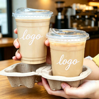 Gobelets en plastique jetables, gobelets transparents en PET, gobelets givrés 500ml/700ml/gobelets en plastique de qualité alimentaire 98/90mm avec couvercles, gobelets pour café