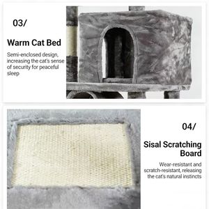 Cat <b>Scratching</b> <b>Post</b> for the Wall Big Large Cat Tower Wooden Cat Tree House - Product Image 3