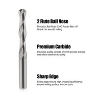 Fresa de carburo sólido de 2 filos con punta esférica sin recubrimiento, vástago de 4/6 mm, para router CNC, para madera, acrílico, MDF, tallado en relieve 3D