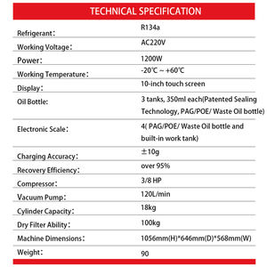 Machine de récupération et de recyclage de réfrigérant R134a pour <span class=keywords><strong>voiture</strong></span> OEM X568 entièrement automatique avec fonction de rinçage - Product Image 5