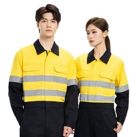 Combinaison de travail pour homme 100% coton printemps/automne, sur mesure, jaune/orange fluorescent avec lettrage, pour l'exploitation minière souterraine du charbon
