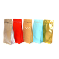 Bolsa de fondo plano con forro de aluminio de plástico laminado negro mate personalizada, bolsa de café de grado alimenticio, embalaje de 500G, 1 libra, 16Oz