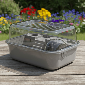 Grand transporteur pour hamster en plastique avec bol à nourriture et bouteille d'eau 360 °   <span class=keywords><strong>Cage</strong></span> à hamster transparente avec cachette et roue à courir - Product Image 1