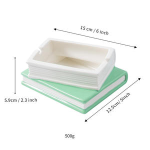 Cenicero de cerámica personalizado cuadrado verde y azul para uso doméstico o como regalo DD1701 - Product Image 4