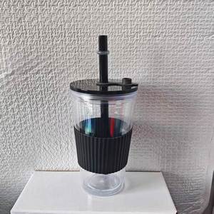 In-stock American-style 16oz 480ml Borderless Double-layer PS <b>Cup</b> Lid Popular Creative <b>Large</b>-hole Pearl Milk <b>Tea</b> <b>Cup</b> - Product Image 5