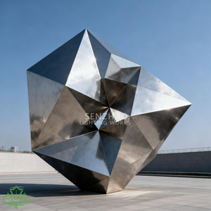 Senzhao Modern Abstract Geometric <b>Mirror</b> Polished Stainless Steel Metal Art Sculpture - Product Image 4