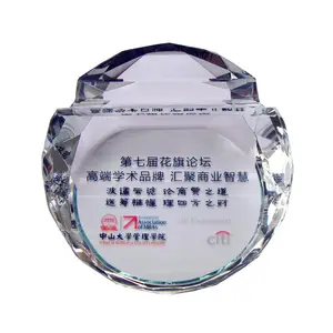 Noble Cristal de alta calidad personalizado promocional regalo de negocios redondo cuadrado en blanco cristal Oficina pisapapeles tarjetero soporte