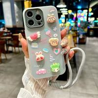 Étui de téléphone en silicone avec support en forme de beignet mignon avec design antichoc et style de sac à soda pour 17/16/15 Pro Max/14
