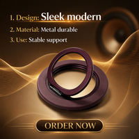 Support de téléphone portable magnétique rotatif à 360 degrés rouge cerise, en alliage d'aluminium et ABS, modèle tendance, vente chaude