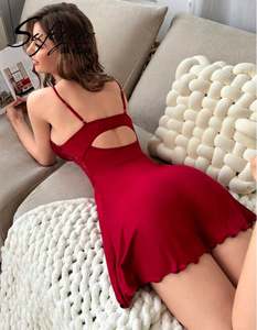 Sfy-y1599 Nuisette en soie de lait de haute qualité à bretelles, style pur désir, pyjama dos nu, lingerie sexy pour femme - Product Image 2