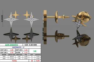 Pendientes de Estrella del Norte en Oro de 14K con Diamante Cultivado en Laboratorio VVS, Joyería Fina Celestial para Mujer - Product Image 2
