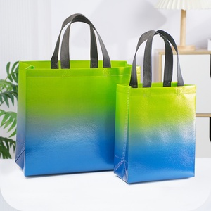 Sacs fourre-tout tissés dégradés en gros, sacs d'épicerie tissés imperméables, grande capacité, sac à main portable pour le quotidien - Product Image 1
