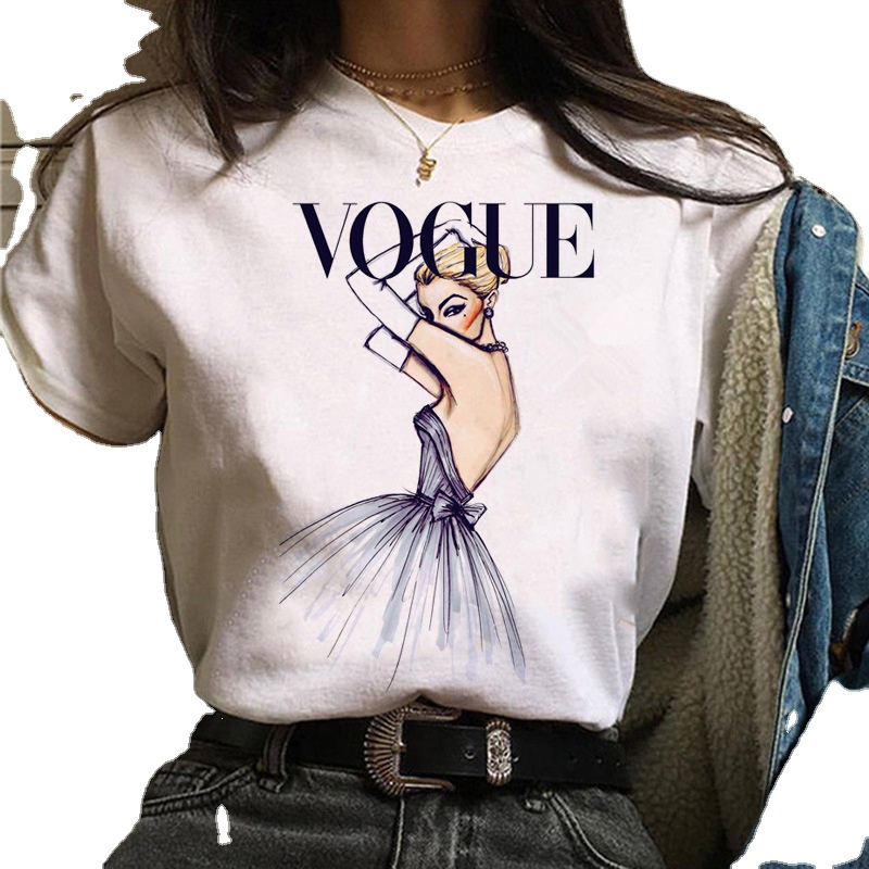 Модная белая футболка с принтом и круглым вырезом, женские повседневные футболки с графическим рисунком, женские футболки