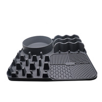 Tapis à lécher pour chien en silicone 2 en 1, distributeur de nourriture lent pour chien, bol à eau anti-déversement