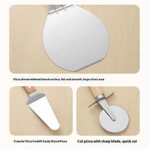 Ensemble d'ustensiles de cuisine <span class=keywords><strong>professionnel</strong></span> à manche en bois en acier inoxydable <span class=keywords><strong>pelle</strong></span> à <span class=keywords><strong>pizza</strong></span> roue de coupe et <span class=keywords><strong>pelle</strong></span> à pâtes extra large - Product Image 5