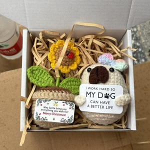 New Crocheted Santa Claus Doll Gift <b>Box</b> with Handmade <b>Christmas</b> Bear, Snowman penguin and Gingerbread Man Holiday Gift Ornaments - Product Image 6