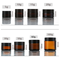 Pot en verre et récipient de 5g, 10g, 15g, 20g, 30g, 50g, 60g, 100g, 200g, 250g, 350g, 400g avec couvercle en bambou véritable, en bois ou en plastique imitation bois