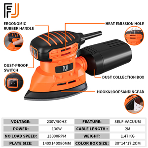 <span class=keywords><strong>Lijadora</strong></span> de ratón <span class=keywords><strong>con</strong></span> cable de 130W al por mayor <span class=keywords><strong>con</strong></span> recolección de polvo y mango de agarre suave para reacondicionamiento de muebles DIY - Product Image 3