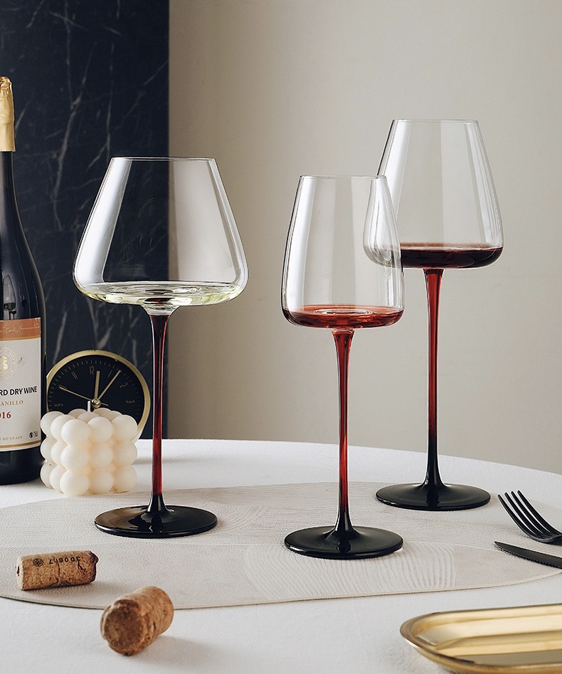 Wholesale Clear Wine Glasses Goblet Creative Unique Red Stem Red Wine Glasses Wine Glass Drinking Glassware