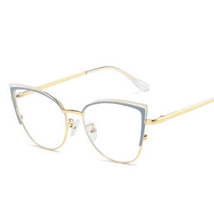 2025 último diseño femenino elegante Metal <span class=keywords><strong>Vogue</strong></span> gafas decorativas Anti luz azul ordenador resorte bisagra medio marco gafas - Product Image 5