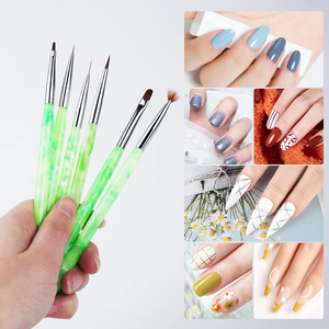 ชุดแปรงทำเล็บ 6 ชิ้น ดีไซน์<span class=keywords><strong>หินอ่อน</strong></span><span class=keywords><strong>สี</strong></span><span class=keywords><strong>เขียว</strong></span>ใหม่ ขนไนลอน ด้ามอะคริลิค สำหรับร้านทำ<span class=keywords><strong>เล็บ</strong></span> - Product Image 6