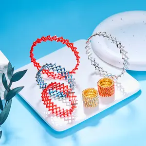 Nieuwe Creatieve Strass Magic 2-In-1 Opvouwbare Intrekbare Ring Voor Vrouwen Trendy Rekbare Zirkoon Ingelegde Ring Armband Sieraden