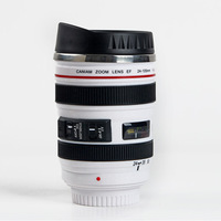 380ml Tasses à café créatives en acier inoxydable avec objectif de caméra en noir et blanc Tasses à café de sixième génération avec un design unique