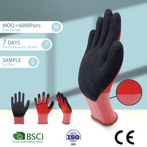 Guantes de Trabajo con Recubrimiento Rojo y Negro, Agarre Húmedo, Nitrilo en la Palma, Guantes de Seguridad para Construcción, Logotipo Personalizado - Product Image 5